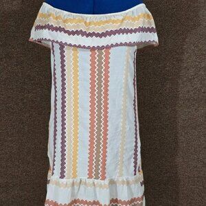 Lungo L'arno Off the shoulder Boho Dress Sz M Cream Pre-Owned